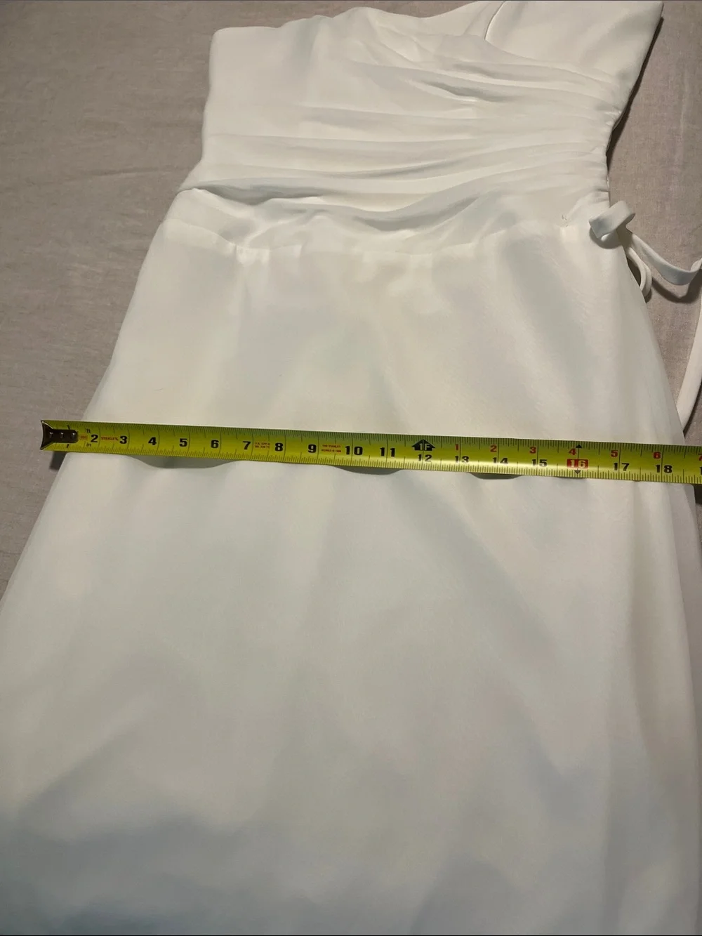 Strapless White Simple Ruched Bodice Wedding Dress or Evening Dress